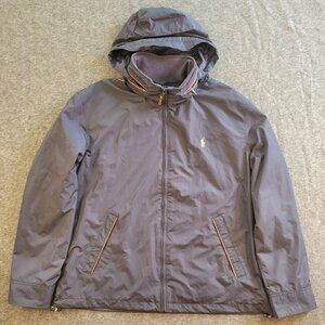 Polo Ralph Lauren Navy Blue Windbreaker Jacket Hooded Lined Vintage Men’s L